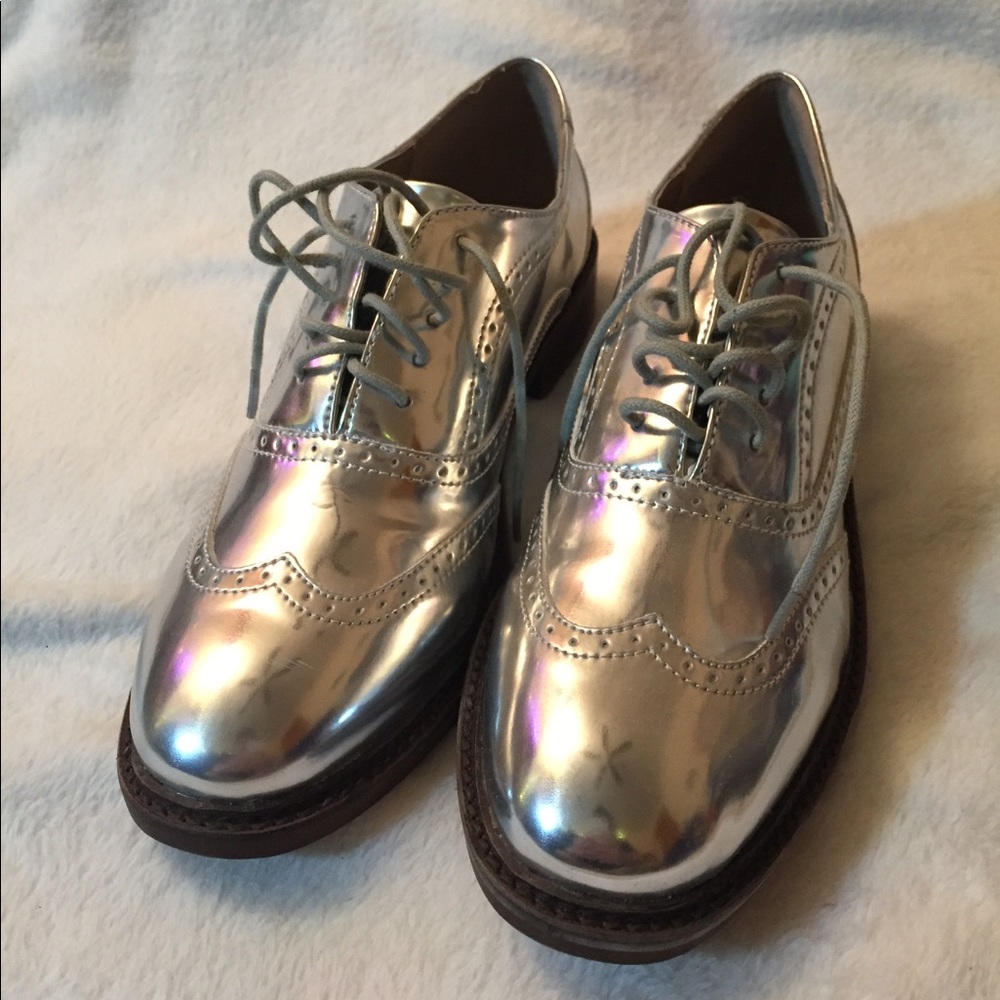 Silver Oxfords US 7.5 Zara